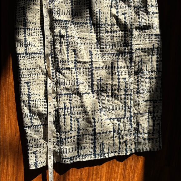 M.M. Lafleur The Shirley Jacquard Off White & Navy Geo Print Sheath Dress Sz. 8 - Picture 6 of 6